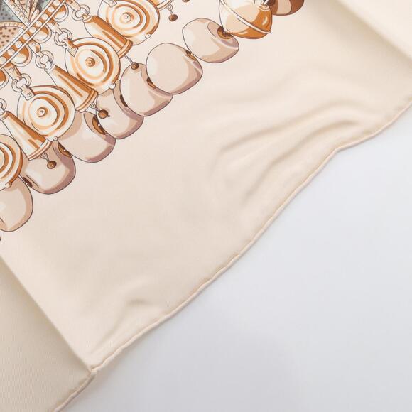 HERMES Authentic Cream Silk Scarf - Picture 4 of 5